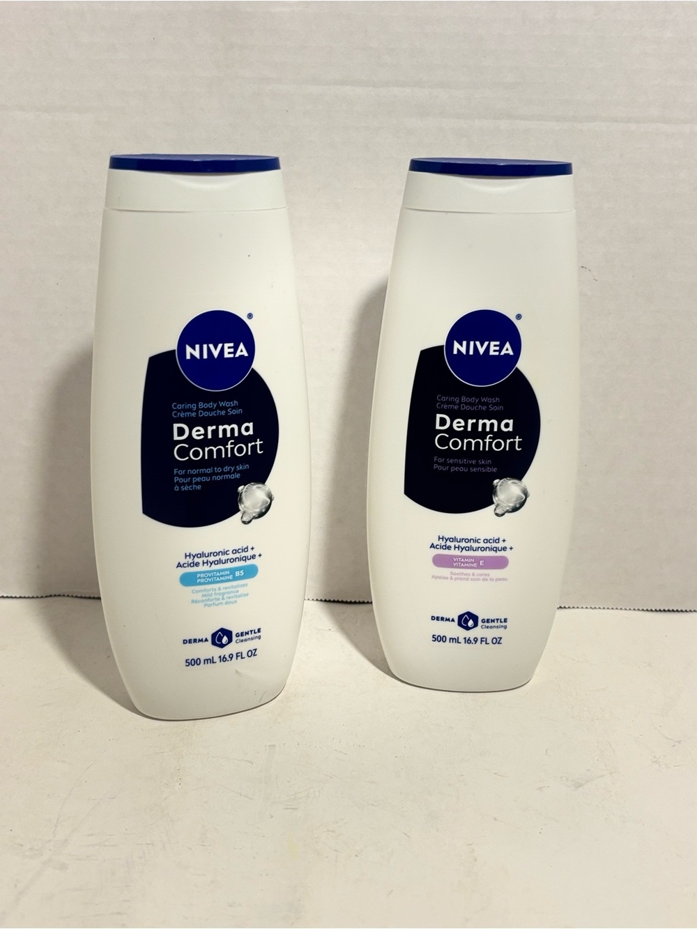 NIVEA Derma Comfort Caring Body Wash - White (500 mL) Bundle of 2 Assorted